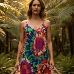 Newbury Kustom vibrant ‘tie dye’mini dress